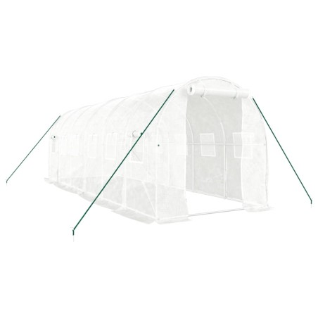 vidaXL Gewächshaus mit Stahlrahmen Weiß 12 m² 6x2x2 m