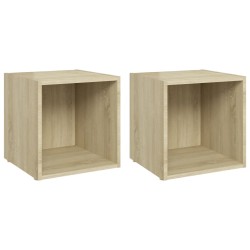 vidaXL TV-Schränke 2 Stk. Sonoma-Eiche 37x35x37 cm Holzwerkstoff