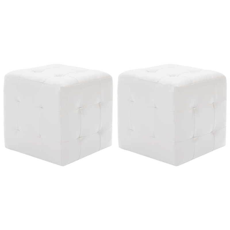 Pouf 2 Stk. Weiß 30x30x30 cm Kunstleder Pouf 2 Stk. Weiß 30x30x30 cm Kunstleder