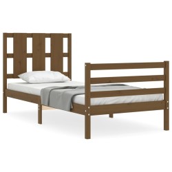 vidaXL Massivholzbett mit Kopfteil Honigbraun 100x200 cm