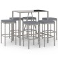 vidaXL 7-tlg. Gartenbar-Set mit Kissen Grau Poly Rattan vidaXL 7-tlg. Gartenbar-Set mit Kissen Grau Poly Rattan