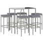 vidaXL 7-tlg. Gartenbar-Set mit Kissen Grau Poly Rattan vidaXL 7-tlg. Gartenbar-Set mit Kissen Grau Poly Rattan