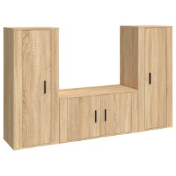 vidaXL 3-tlg. TV-Schrank-Set Sonoma-Eiche Holzwerkstoff