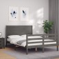 vidaXL Massivholzbett mit Kopfteil Grau vidaXL Massivholzbett mit Kopfteil Grau