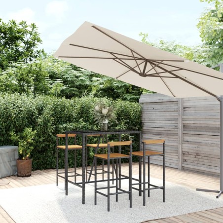 vidaXL 5-tlg. Gartenbar-Set Schwarz Poly Rattan & Massivholz Akazie