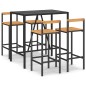 vidaXL 5-tlg. Gartenbar-Set Schwarz Poly Rattan & Massivholz Akazie vidaXL 5-tlg. Gartenbar-Set Schwarz Poly Rattan & Massivholz Akazie