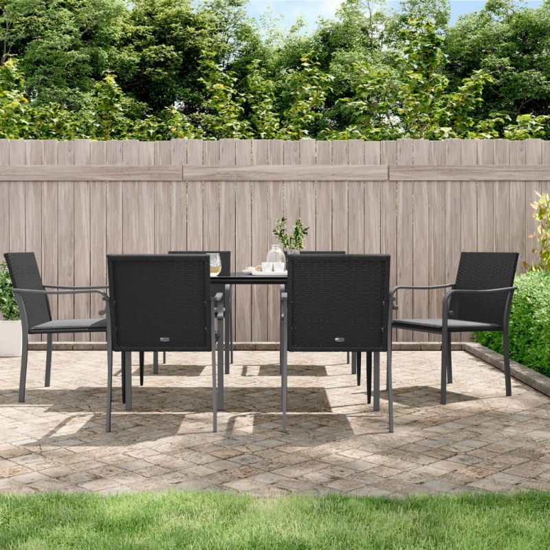 vidaXL 7-tlg. Garten-Essgruppe mit Kissen Poly Rattan und Stahl vidaXL 7-tlg. Garten-Essgruppe mit Kissen Poly Rattan und Stahl