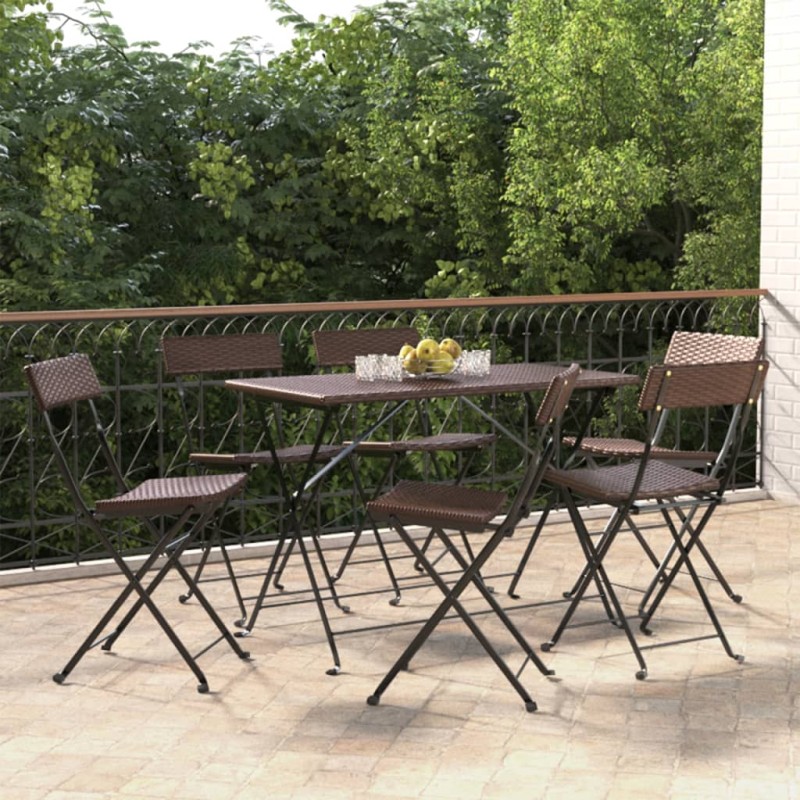 vidaXL Bistrostühle 6 Stk. Klappbar Braun Poly Rattan und Stahl vidaXL Bistrostühle 6 Stk. Klappbar Braun Poly Rattan und Stahl