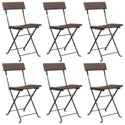 vidaXL Bistrostühle 6 Stk. Klappbar Braun Poly Rattan und Stahl