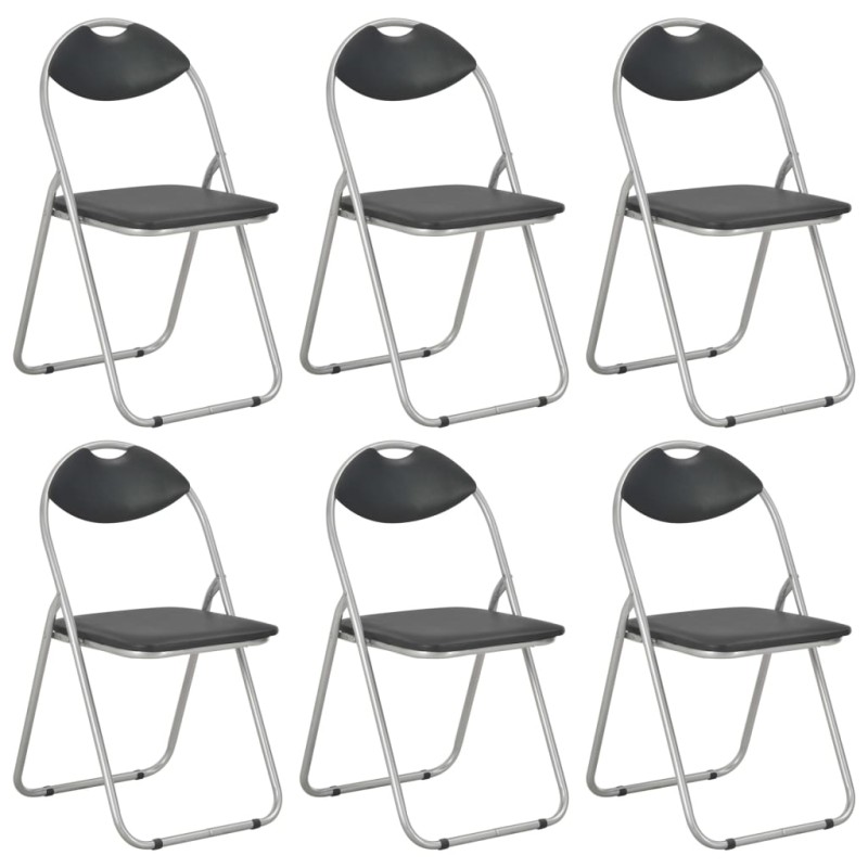 vidaXL Klappbare Esszimmerstühle 6 Stk. Schwarz Kunstleder vidaXL Klappbare Esszimmerstühle 6 Stk. Schwarz Kunstleder