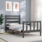 vidaXL Massivholzbett mit Kopfteil Grau 100x200 cm vidaXL Massivholzbett mit Kopfteil Grau 100x200 cm