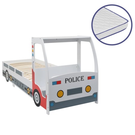 Polizeiauto-Kinderbett mit Memory-Schaum-Matratze 90×200 cm