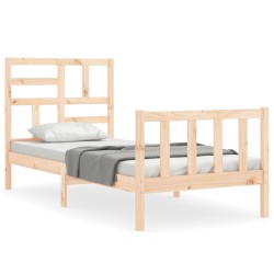vidaXL Massivholzbett mit Kopfteil 90x200 cm