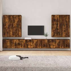 vidaXL 7-tlg. TV-Schrank-Set Räuchereiche Holzwerkstoff