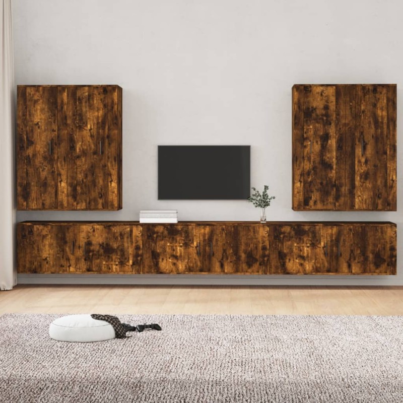 vidaXL 7-tlg. TV-Schrank-Set Räuchereiche Holzwerkstoff vidaXL 7-tlg. TV-Schrank-Set Räuchereiche Holzwerkstoff