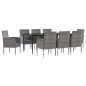 vidaXL 9-tlg. Garten-Essgruppe Grau und Schwarz Poly Rattan und Stahl vidaXL 9-tlg. Garten-Essgruppe Grau und Schwarz Poly Rattan und Stahl