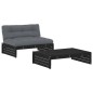 vidaXL 2-tlg. Garten-Lounge-Set mit Kissen Schwarz Massivholz vidaXL 2-tlg. Garten-Lounge-Set mit Kissen Schwarz Massivholz