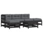 vidaXL 6-tlg. Garten-Lounge-Set mit Kissen Schwarz Massivholz vidaXL 6-tlg. Garten-Lounge-Set mit Kissen Schwarz Massivholz