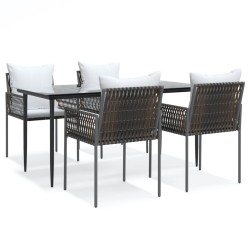 vidaXL 5-tlg. Garten-Essgruppe mit Kissen Poly Rattan und Stahl