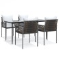 vidaXL 5-tlg. Garten-Essgruppe mit Kissen Poly Rattan und Stahl vidaXL 5-tlg. Garten-Essgruppe mit Kissen Poly Rattan und Stahl