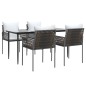 vidaXL 5-tlg. Garten-Essgruppe mit Kissen Poly Rattan und Stahl vidaXL 5-tlg. Garten-Essgruppe mit Kissen Poly Rattan und Stahl