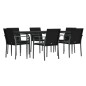 vidaXL 7-tlg. Garten-Essgruppe mit Kissen Poly Rattan und Stahl vidaXL 7-tlg. Garten-Essgruppe mit Kissen Poly Rattan und Stahl