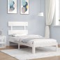 vidaXL Massivholzbett mit Kopfteil Weiß 100x200 cm vidaXL Massivholzbett mit Kopfteil Weiß 100x200 cm