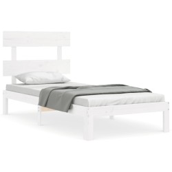 vidaXL Massivholzbett mit Kopfteil Weiß 100x200 cm
