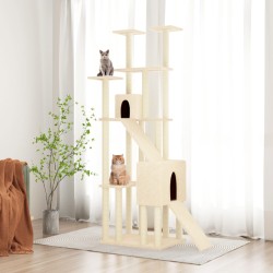 vidaXL Kratzbaum mit Sisal-Kratzsäulen Creme 190 cm