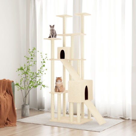 vidaXL Kratzbaum mit Sisal-Kratzsäulen Creme 190 cm
