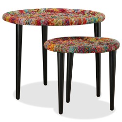 vidaXL Couchtisch-Set 2 Stk. Chindi-Gewebe Mehrfarbig