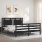 vidaXL Massivholzbett mit Kopfteil Schwarz 160x200 cm vidaXL Massivholzbett mit Kopfteil Schwarz 160x200 cm