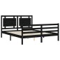 vidaXL Massivholzbett mit Kopfteil Schwarz 160x200 cm vidaXL Massivholzbett mit Kopfteil Schwarz 160x200 cm