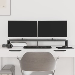 vidaXL Monitorständer Grau 100x27x10 cm Massivholz Kiefer