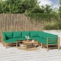 vidaXL 9-tlg. Garten-Lounge-Set mit Grünen Kissen Bambus vidaXL 9-tlg. Garten-Lounge-Set mit Grünen Kissen Bambus