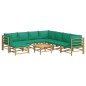 vidaXL 9-tlg. Garten-Lounge-Set mit Grünen Kissen Bambus vidaXL 9-tlg. Garten-Lounge-Set mit Grünen Kissen Bambus