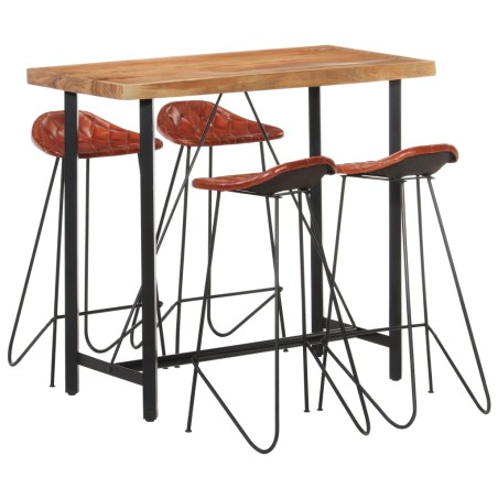 5-tlg. Bar-Set Palisander Massivholz und Echtleder