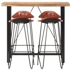 5-tlg. Bar-Set Palisander Massivholz und Echtleder