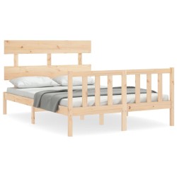 vidaXL Massivholzbett mit Kopfteil 120x200 cm
