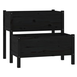 vidaXL Pflanzkübel Schwarz 84,5x84x75 cm Massivholz Kiefer