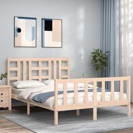 vidaXL Massivholzbett mit Kopfteil 140x190 cm
