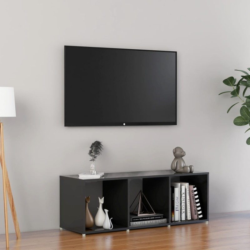 vidaXL TV-Schrank Hochglanz-Grau 107x35x37 cm Holzwerkstoff vidaXL TV-Schrank Hochglanz-Grau 107x35x37 cm Holzwerkstoff
