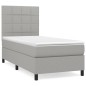 vidaXL Boxspringbett mit Matratze Hellgrau 100x200 cm Stoff vidaXL Boxspringbett mit Matratze Hellgrau 100x200 cm Stoff