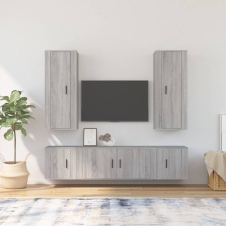 vidaXL 5-tlg. TV-Schrank-Set Grau Sonoma Holzwerkstoff
