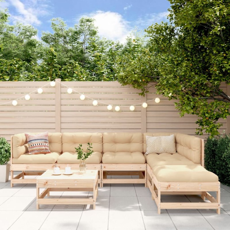 vidaXL 7-tlg. Garten-Lounge-Set mit Kissen Massivholz vidaXL 7-tlg. Garten-Lounge-Set mit Kissen Massivholz