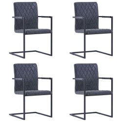 Freischwinger 4 Stk. Schwarz Kunstleder