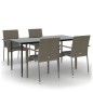 vidaXL 5-tlg. Garten-Essgruppe mit Kissen Schwarz und Grau Poly Rattan vidaXL 5-tlg. Garten-Essgruppe mit Kissen Schwarz und Grau Poly Rattan