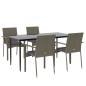 vidaXL 5-tlg. Garten-Essgruppe mit Kissen Schwarz und Grau Poly Rattan vidaXL 5-tlg. Garten-Essgruppe mit Kissen Schwarz und Grau Poly Rattan