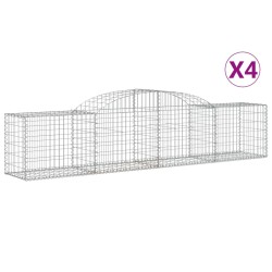 vidaXL Gabionen mit Hochbogen 4 Stk. 300x30x60/80 cm Verzinktes Eisen
