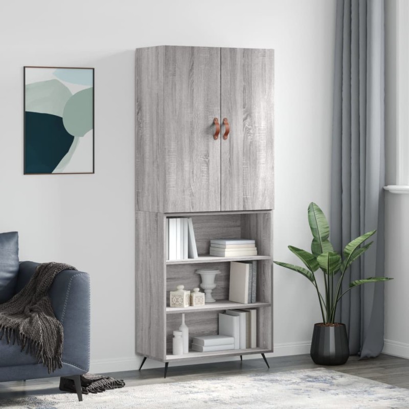 Highboard Grau Sonoma 69,5x34x180 cm Holzwerkstoff Highboard Grau Sonoma 69,5x34x180 cm Holzwerkstoff